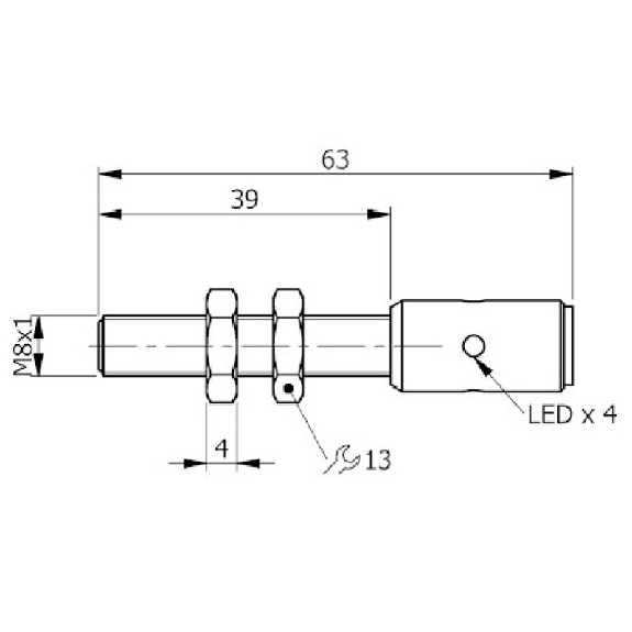 DPI M08 PNP NF P1,5mm noyé 63(39)mm Inox 6-30Vdc / M12 4P-Lire la description