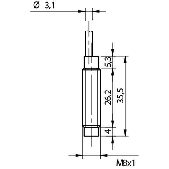 DPI M08 NPN NO P4mm non noyé 35,5(26,2)mm Laiton 10-30Vdc C2m PVC-Lire la description