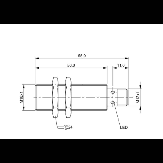 DPI M18 PNP NF P8mm noyé lg65(50)mm Inox / M12 4P-Lire la description