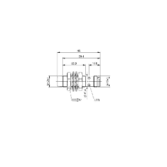 DPI M12 PNP NO P8mm non noyé lg45(23.9)mm Laiton 10-30Vdc / M12 4P-Lire la description