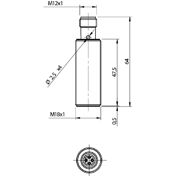 DPI M18 PNP NF P5mm noyé Laiton 10-30Vdc M12 4P-Lire la description