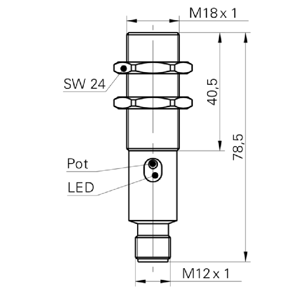 DPC M18 NPN NF P2-8mm lg78,5(40,5)mm Laiton IP65 / M12 4P DPC M18 NPN NF P2-8mm lg78,5(40,5)mm Laiton IP65 / M12 4P-Lire la description