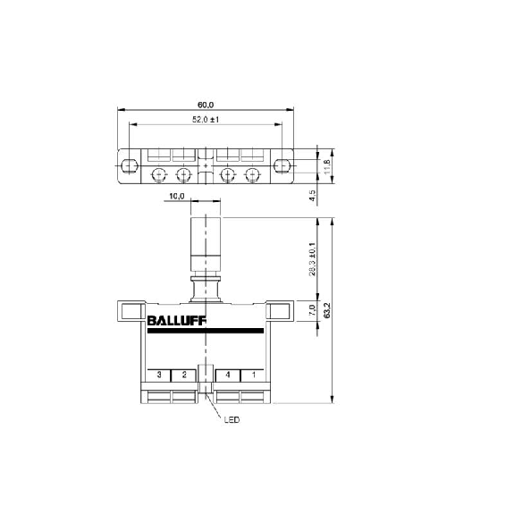 DPI Rect. PNP NO+NF P2mm noyé 11.8x63.2x60 10-60Vdc / Bornier-Lire la description