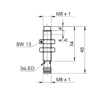 DPI M08 PNP NO P6mm non noyé 46(30)mm Acier 6-36Vdc IP67 / M08 3P-Lire la description