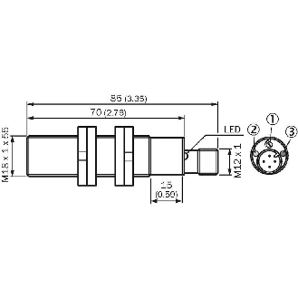 DPC M18 PNP NO+NF P3-8mm noyé Pot. Plast. 10-36Vdc / M12 4P-Lire la description