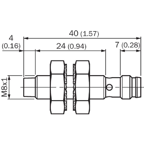 DPI M08 PNP NO P4mm non noyé IO-Link 40(24)mm Inox V2A +100°C M08 3P-Lire la description