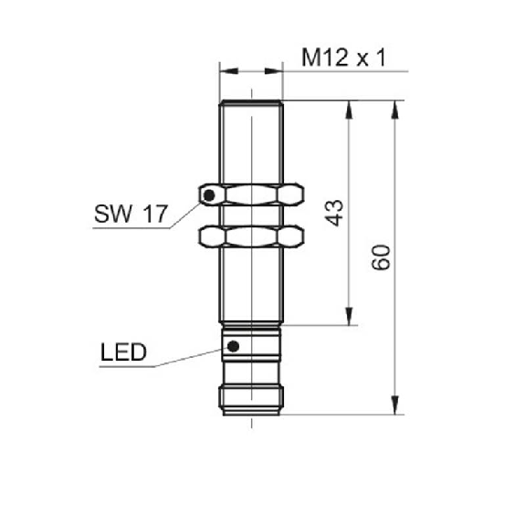 DPI M12 PNP NF P4mm noyé lg55mm Inox IP68/69K WD / M12 4P-Lire la description