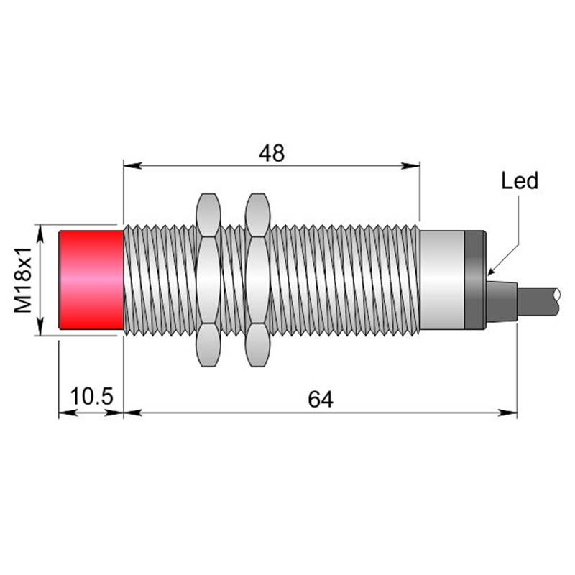 DPI M18 PNP NO P8mm non noyé 74(48)mm Laiton 10-30Vdc / Câble 2m DPI M18 PNP NO P8mm non noyé 74(48)mm Laiton 10-30Vdc / Câble 2m-Lire la description