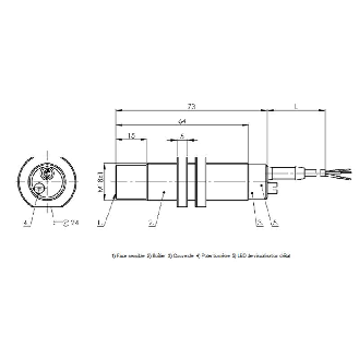 DPC M18 PNP NO P15mm non noyé lg73(49)mm PTFE / Câble 2m PTFE-Lire la description