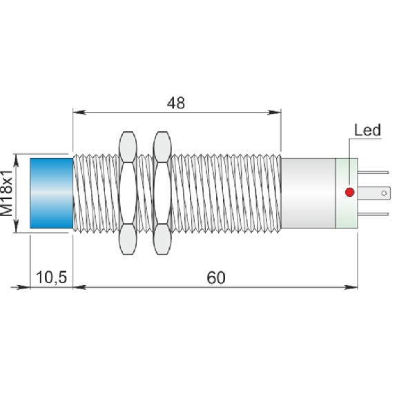 DPI M18 2 fils AC NF P8mm noyé 70.5(48)mm Laiton 20-250V / Connect K-Lire la description