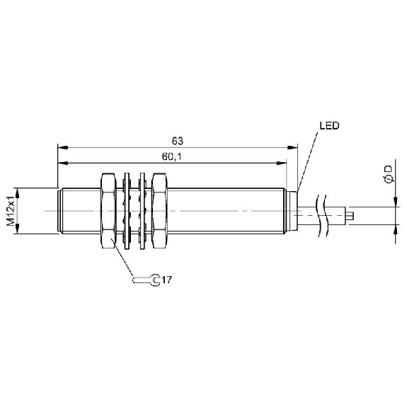DPI M12 PNP NO P2mm noyé lg63mm Inox 10-30Vdc / Câble 2m PVC DPI M12 PNP NO P2mm noyé lg63mm Inox 10-30Vdc / Câble 2m PVC-Lire la description