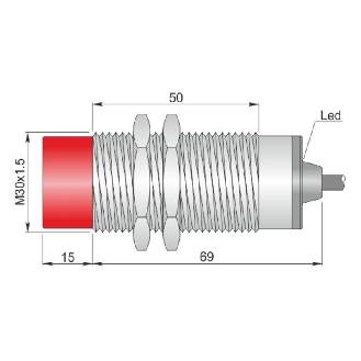 DPI M30 PNP NO P15mm non noyé lg84(50)mm Laiton 10-30Vdc / Câble 2m-Lire la description