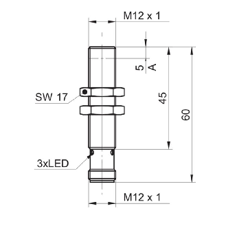 DPI M12 ANA 4-20mA P0-6mm quasi-noyé lg60mm Laiton / M12 4P-Lire la description