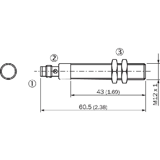 DPI M12 PNP NO P2mm noyé lg60,5(43)mm Laiton 10-30Vdc / M08 3P-Lire la description