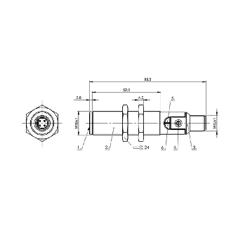 DPC M18 PNP NO P8mm noyé Pot. 88.5(52)mm PBT 10-30Vdc / M12 4P-Lire la description