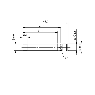 DPI D6,5 PNP NO P4mm non noyé 49,5(32,4)mm Inox 10-30Vdc / M08 3P-Lire la description