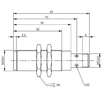 DPI M18 PNP NO P5mm noyé lg69(39.5)mm Tout inox / M12 4P-Lire la description