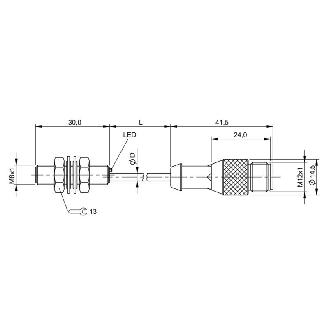 DPI M08 PNP NO P2mm noyé lg30mm Inox 10-30Vdc / M12 4P+C0.3m-Lire la description
