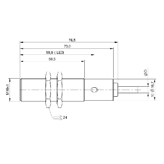 DPI M18 PNP NO P5mm noyé lg76,5mm Laiton 10-30Vdc / Câble 3m PVC-Lire la description