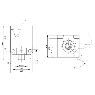 DPI Rect. PNP NO+NF P30mm non noyé 40x40x62mm PBT 10-30Vdc / M12 4P-Lire la description