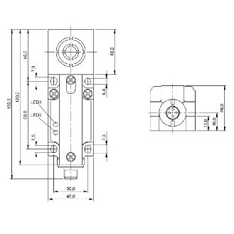 DPI Rect. PNP NO+NF P30mm non noyé 40x40x132.5mm / M12 4P-Lire la description