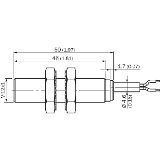 DPI M12 2 fils DC NO P4mm noyé 50(46)mm Inox V2A +100°C Câble 2m PUR-Lire la description