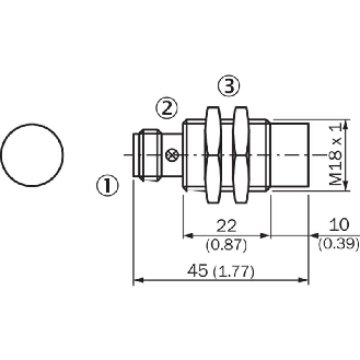 DPI M18 NPN NO P8mm non noyé lg45(22)mm Laiton 10-30Vdc / M12 4P-Lire la description