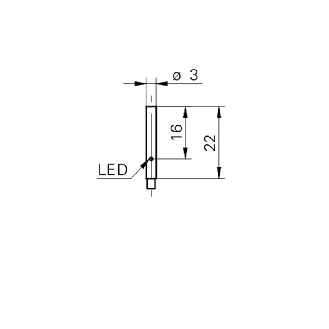 DPI D03 NPN NO P0,8mm noyé lg22mm 10-30Vdc / Câble 2m-Lire la description