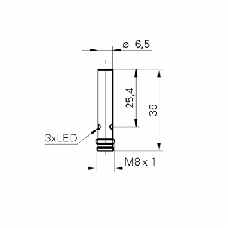 DPI D6,5 PNP NO P2mm noyé lg36mm Acier 10-30Vdc / M08 3P-Lire la description