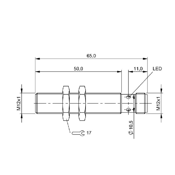 DPI M12 PNP NO P4mm noyé lg65(50)mm Inox 10-30Vdc +85°C / M12 4P-Lire la description