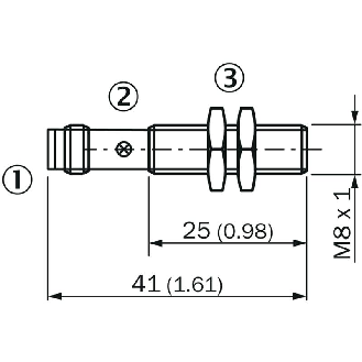 DPI M08 PNP NO P3mm quasi-noyé lg41(25)mm Laiton 10-30Vdc / M08 3P-Lire la description