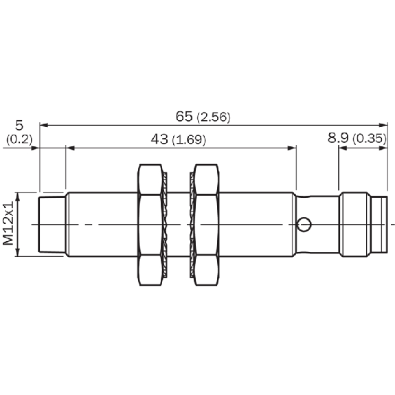 DPI HT M12 PNP NO P8mm non noyé 65(43)mm Inox V2A +100°C / M12 4P-Lire la description