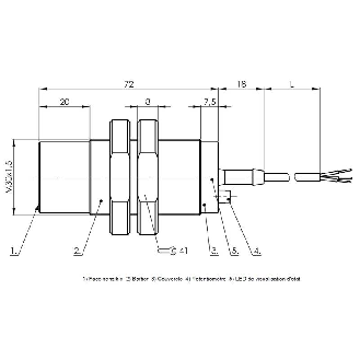 DPC M30 PNP NO P30mm non noyé lg72(44,5)mm PTFE / Câble 2m PTFE-Lire la description