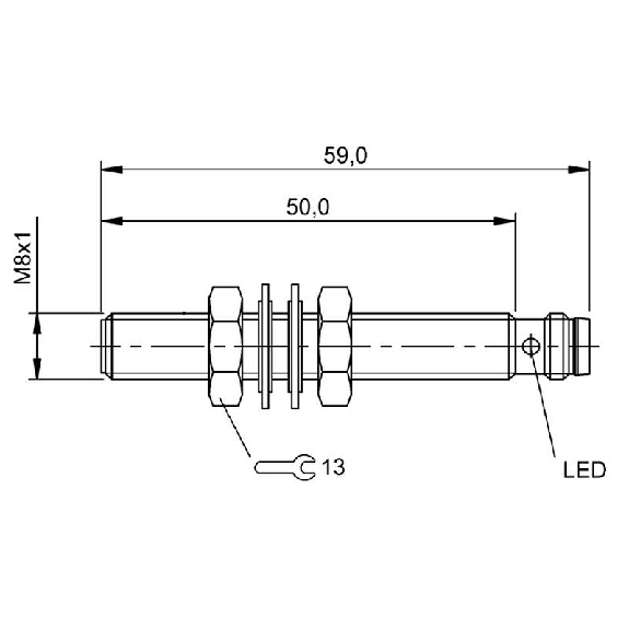 DPI M08 PNP NF P1,5mm noyé lg59(50)mm Laiton 12-30Vdc / M08 3P-Lire la description