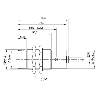 DPI M30 PNP NO P15mm non noyé 73(37.5)mm Laiton / Câble 3m PVC-Lire la description