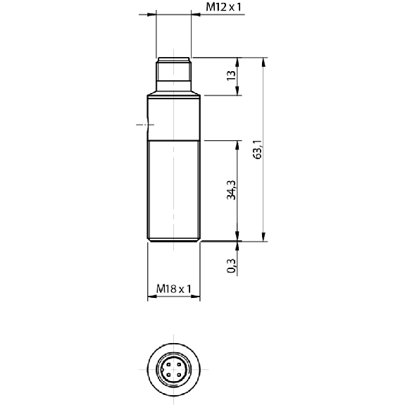 DPI HT M18 PNP NO+NF P5mm noyé Inox 10-30Vdc 110°C M12 4P-Lire la description