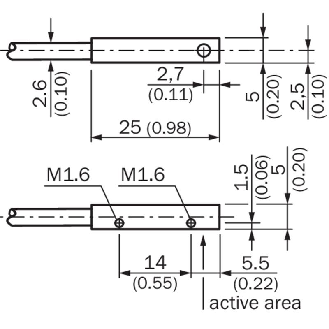 DPI Rect. NPN NO P0,8mm noyé 5x5x25mm Laiton / Câble 2m PUR-Lire la description