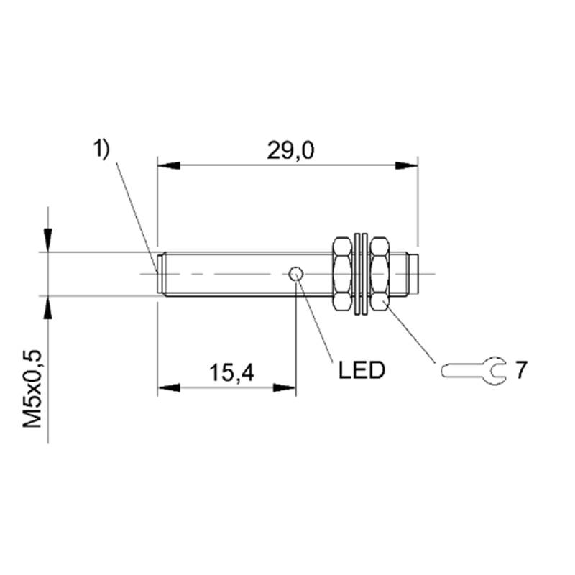 DPI M05 PNP NO P0,8mm noyé lg29mm Inox 10-30Vdc / M05 4P-Lire la description