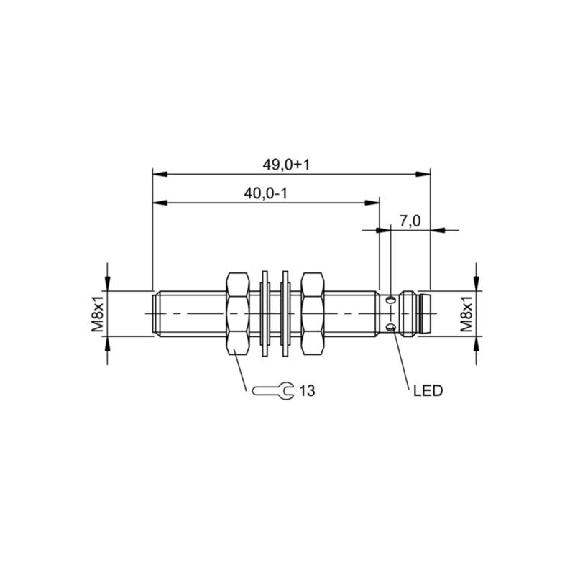 DPI M08 PNP NO P1,5mm noyé Fact 1 49(40)mm Inox 10-30Vdc / M12 4P-Lire la description