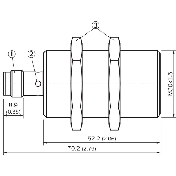 DPI M30 PNP NO P15mm noyé 70(52,15)mm Inox V4A +100°C / M12 4P-Lire la description