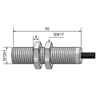 DPI M12 PNP NO P2mm noyé 50mm Laiton 10-30Vdc / Câble 3m PUR-Lire la description