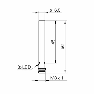 DPI D6,5 PNP NO P2mm noyé lg56mm 10-30Vdc / M08 3P-Lire la description