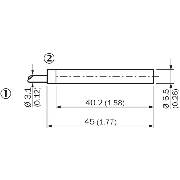 DPI D6,5 PNP NO P2mm noyé lg45mm Inox 10-30Vdc / Câble 2m PVC-Lire la description