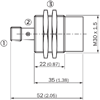 DPI M30 PNP NO P15mm non noyé 52(22)mm Laiton 10-30Vdc / M12 4P-Lire la description