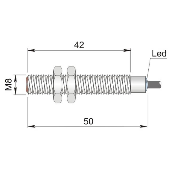 DPI M08 PNP NF P1,5mm noyé 50(42)mm Inox 6-30Vdc / Câble 2m PVC-Lire la description