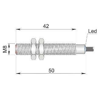 DPI M08 PNP NF P1,5mm noyé 50(42)mm Inox 6-30Vdc / Câble 2m PVC-Lire la description