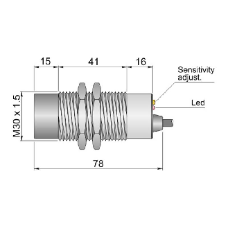 DPC M30 NPN NO+NF P25mm non noyé lg78(41)mm / Câble 3m PVC-Lire la description