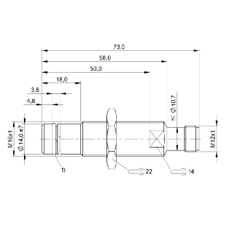 DPI HP M16 PNP NF P1,5mm noyé lg73mm Inox 350 bar / M12 4P-Lire la description