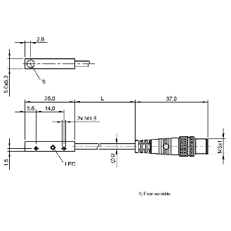 DPI Rect. PNP NF P1,5mm 5x5x25mm Inox 10-30Vdc / M08 3P+C0.3m-Lire la description