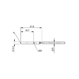 DPI D03 PNP NO P1mm noyé lg27mm Inox 10-30Vdc / Câble 5m PUR-Lire la description